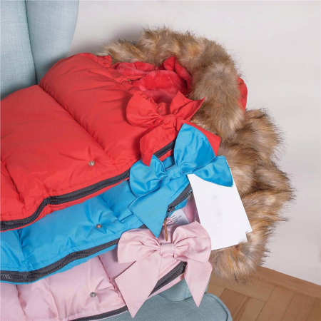 Sac iarna bebelusi carucior universal impermeabil fleece gluga, 90x45 cm, protectie vant, roz [1]