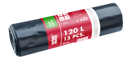 Unelte de vopsit si tencuit - Saci de gunoi Scley, capacitate 120 l, folie Flex Extra, gri, rola de 15.