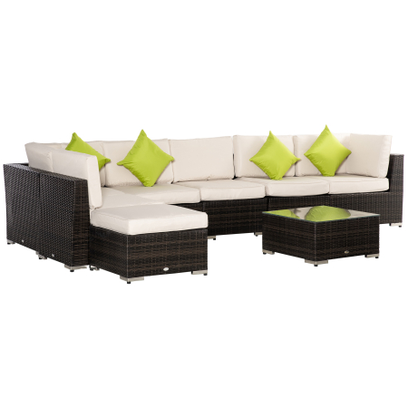Gradina & balcon -  Salon de Gradina cu 8 Piese Modulare din Ratan, Aluminiu si Sticla Tratata, Multicolor