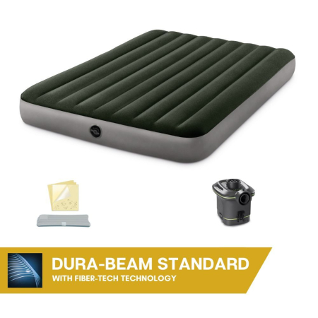 Saltea gonflabila intex prestige dura-beam queen pompa inclusa, 152x203x25 cm, confort, verde [5]
