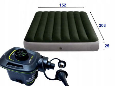 Saltea gonflabila intex prestige dura-beam queen pompa inclusa, 152x203x25 cm, confort, verde [1]