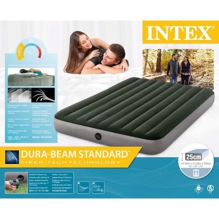 Saltea gonflabila intex prestige dura-beam queen pompa inclusa, 152x203x25 cm, confort, verde [3]