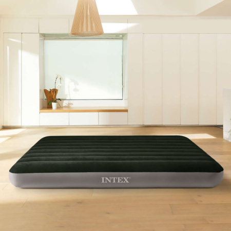 Saltea gonflabila intex prestige downy queen dura-beam fiber-tech, 152x203x25 cm, gri antracit [4]