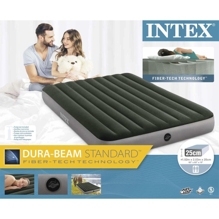 Saltea gonflabila intex prestige downy queen dura-beam fiber-tech, 152x203x25 cm, gri antracit [5]