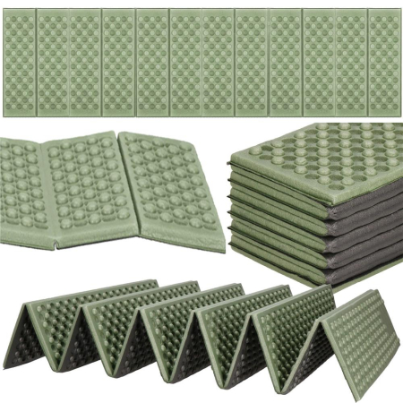 Saltea pliabila pentru camping sau plaja, 182x60 cm, spuma XPE, termoizolanta, pliere armonica, 12 segmente, verde [1]