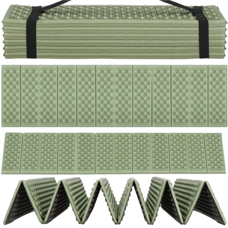 Gradina & balcon - Saltea pliabila pentru camping sau plaja, 182x60 cm, spuma XPE, termoizolanta, pliere armonica, 12 segmente, verde