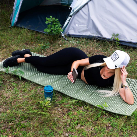 Saltea pliabila pentru camping sau plaja, 182x60 cm, spuma XPE, termoizolanta, pliere armonica, 12 segmente, verde [31]