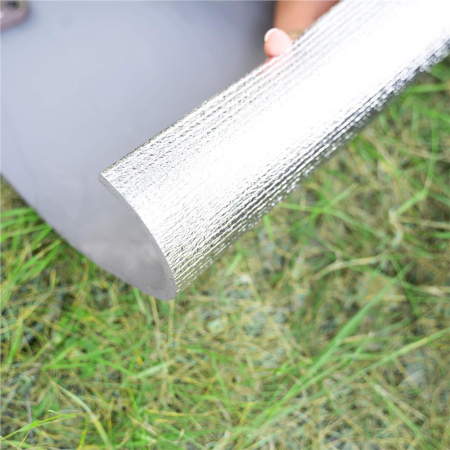 Saltea termoizolanta pentru camping sau plaja, 180x50 cm, spuma PE cu folie aluminiu, grosime 1 cm, gri [24]