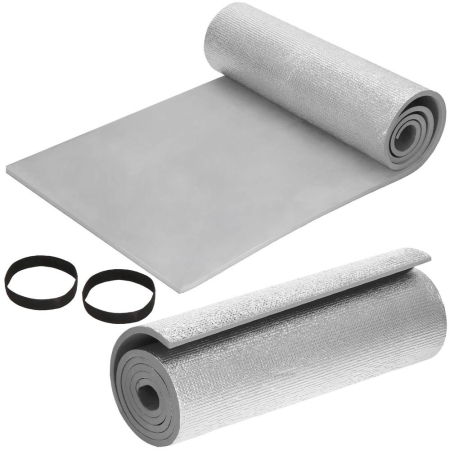 Saltea termoizolanta pentru camping sau plaja, 180x50 cm, spuma PE cu folie aluminiu, grosime 1 cm, gri [6]