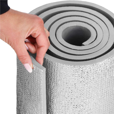 Saltea termoizolanta pentru camping sau plaja, 180x50 cm, spuma PE cu folie aluminiu, grosime 1 cm, gri [10]