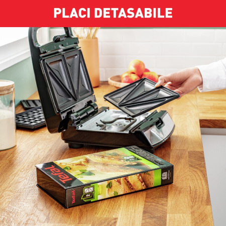 Sandwich maker multifuncţional Snack Collection SW852D12, 700 W, 2 seturi de placi, sandwich si vafe, negru /argintiu [4]
