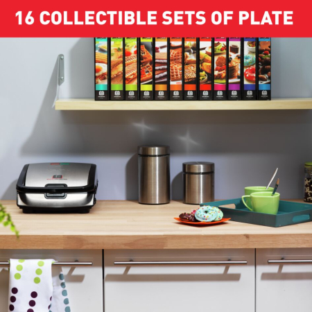 Sandwich maker multifuncţional SNACK COLLECTION TEFAL SW853D12, 2 seturi de placi interschimbabile, sandwich si vafe, otel inoxidabil, [3]