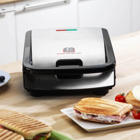 Sandwich maker multifunctional Tefal Snack Collection 4 in 1 SW854D16, 700W, 4 seturi de placi incluse, invelis antiaderent, argintiu [5]