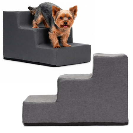 Scara animale companie 3 trepte antiderapanta husa detasabila, 30x45x30 cm, maxim 25 kg, gri inchis [6]