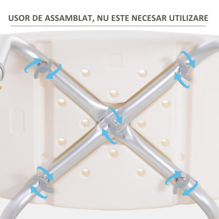  Scaun Baie pentru Dus, inaltime Reglabila, Antiderapant, Cadru din Aluminiu, Alb [4]