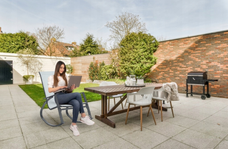 Scaun balansoar de gradina din metal si textil, 60x104x95 cm, capacitate 120 kg, gri [1]