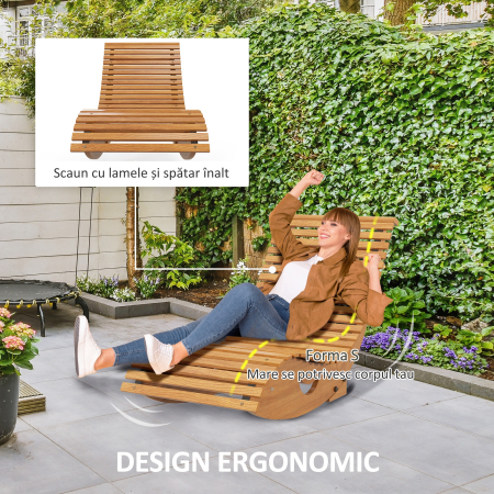  Scaun balansoar de gradina in forma de S cu sezut ergonomic, din lemn de brad si pin, 130x60x60 cm [4]