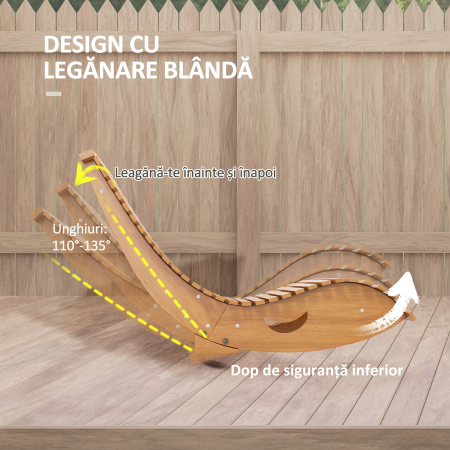  Scaun balansoar de gradina in forma de S cu sezut ergonomic, din lemn de brad si pin, 130x60x60 cm [3]