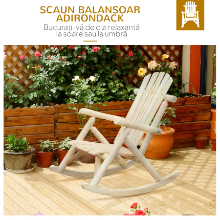  Scaun Balansoar de Gradina Stil Adirondack din Lemn, 66x96x98 cm [5]