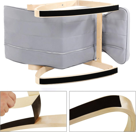 Scaun balansoar din lemn, suport picioare reglabil, maxim 150kg, 67x125x91cm, gri [6]