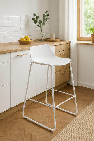 Scaun bar Atmosphera Otac, 47x49x83 cm, polipropilena si metal, alb [4]