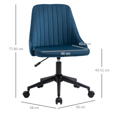  Scaun Birou Catifea Albastru - Reglabil & Pivotant 360° [2]