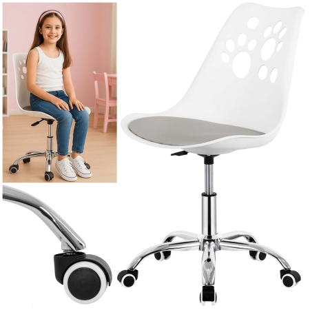 Scaun birou ergonomic, cu sezut din spuma, reglabil pe inaltime, maxim 120 kg, 90x49x48 cm, alb si gri [5]