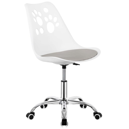 Mobila - Scaun birou ergonomic, cu sezut din spuma, reglabil pe inaltime, maxim 120 kg, 90x49x48 cm, alb si gri