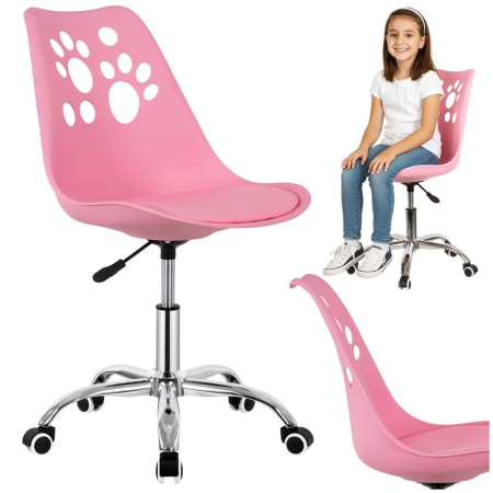 Scaun birou ergonomic, cu sezut din spuma, reglabil pe inaltime, maxim 120 kg, 90x49x48 cm, roz [8]