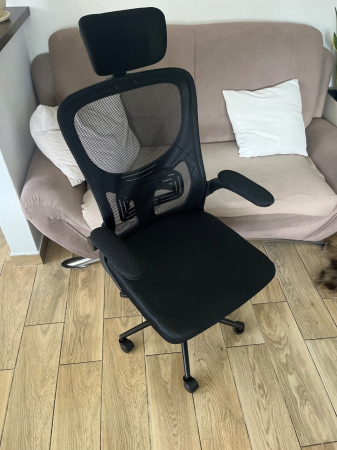 Scaun birou ergonomic, reglabil, cu suport lombar si tetiera, plasa mesh, maxim 120 kg, 50x50x126 cm, negru [3]