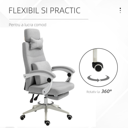  Scaun Birou Gri - Reglabil si Rotativ Ergonomic [7]
