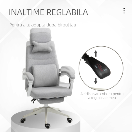  Scaun Birou Gri - Reglabil si Rotativ Ergonomic [4]