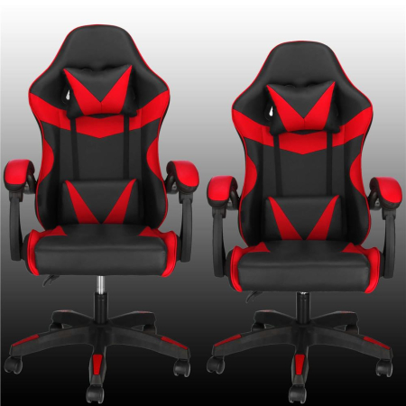 Scaun birou pentru gaming, ergonomic, suport lombar si tetiera, 114-123x55x50 cm, negru si rosu [7]