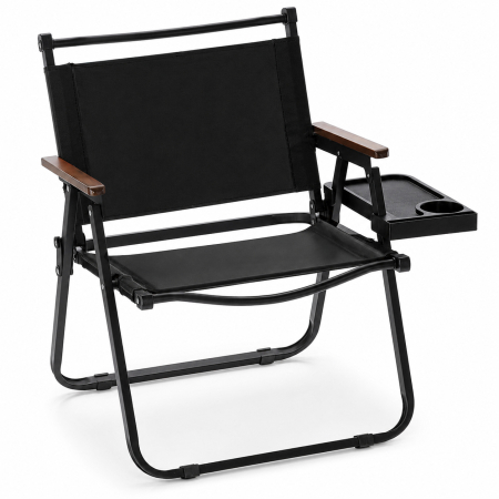 Gradina & balcon - Scaun camping sau pescuit, pliabil cu suport pahar, cadru otel, maxim 120 kg, 52x43x67 cm, negru