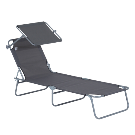 Mobilier gradina si terasa -  scaun cu parasolar, 187x58x50 cm, gri