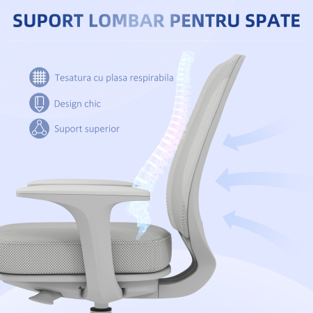  Scaun de Birou cu Inaltime Reglabila, Gri [5]