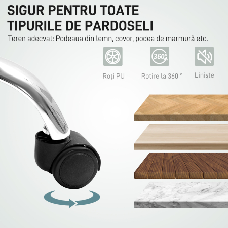  Scaun de Birou cu Masaj prin Vibratii, Spatar inalt si inaltime Reglabila, 66x64x113-121 cm, Negru [7]