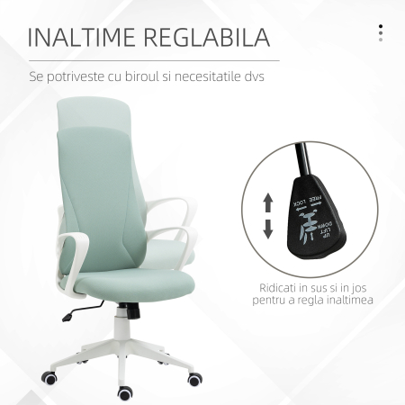  Scaun de birou ergonomic, cu inaltime ajustabila si balans, 62x56x110-119,5 cm, verde [3]