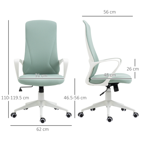  Scaun de birou ergonomic, cu inaltime ajustabila si balans, 62x56x110-119,5 cm, verde [2]