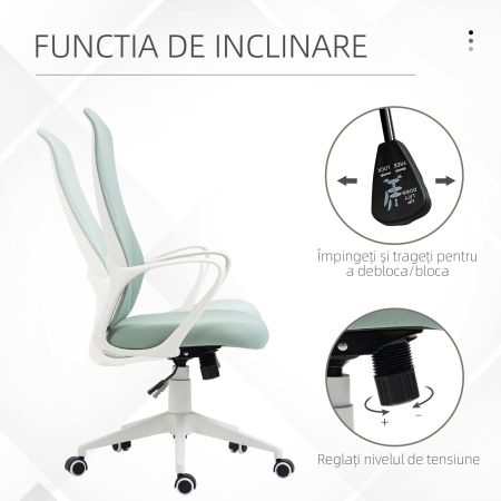  Scaun de birou ergonomic, cu inaltime ajustabila si balans, 62x56x110-119,5 cm, verde [4]