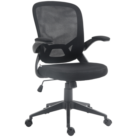 Mobila birou -  Scaun de birou ergonomic cu inaltime reglabila, brate rabatabile si material textil tip plasa, negru