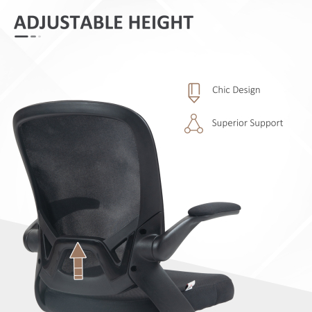  Scaun de birou ergonomic cu inaltime reglabila, brate rabatabile si material textil tip plasa, negru [5]