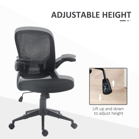  Scaun de birou ergonomic cu inaltime reglabila, brate rabatabile si material textil tip plasa, negru [3]