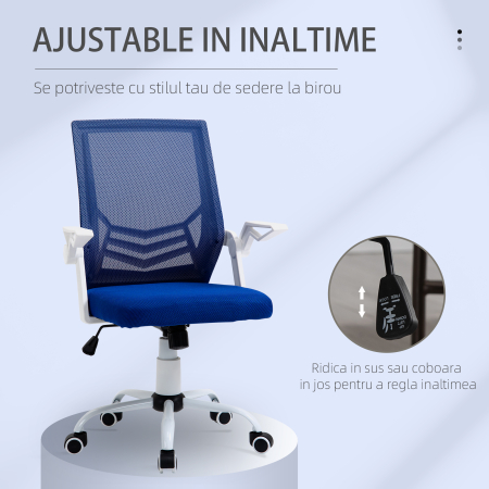  Scaun de Birou Ergonomic cu Suport Lombar din Tesatura Albastra [4]
