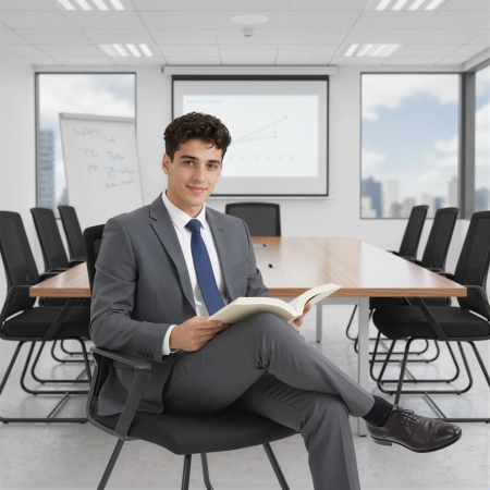  Scaun de birou ergonomic fara roti, cu brate, pentru sala de asteptare, negru [7]