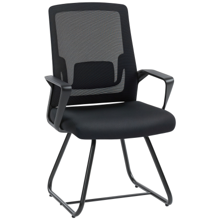 Mobila birou -  Scaun de birou ergonomic fara roti, cu brate, pentru sala de asteptare, negru