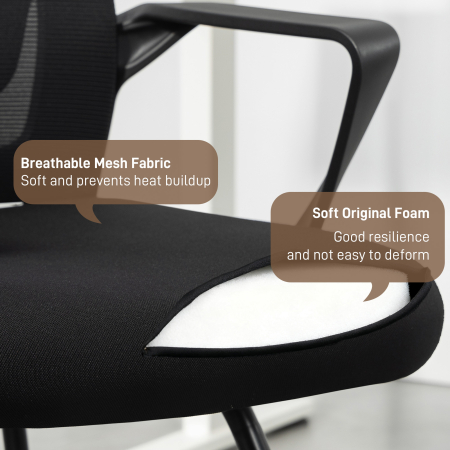  Scaun de birou ergonomic fara roti, cu brate, pentru sala de asteptare, negru [4]