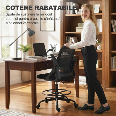  Scaun de birou ergonomic, inaltime reglabila, negru [6]