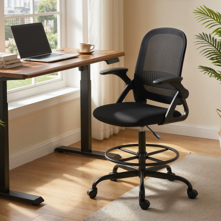  Scaun de birou ergonomic, inaltime reglabila, negru [1]