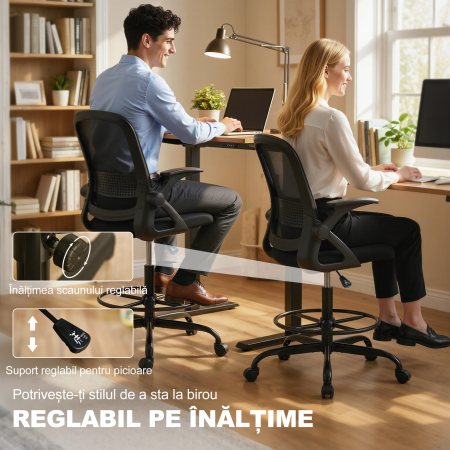  Scaun de birou ergonomic, inaltime reglabila, negru [4]